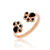 Everfast Wholesale 10pc/Lot Kpop Justerbar mode Animal Cat Paw Print Ring Black Oil Harts Rings for Women Men EFR087