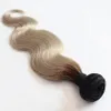 Ombre Human Hair Body Wave 1B/ Grey 1 Piece Only Ombre Brazilian No Remy Human Hair Weave Gray Color