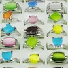 Selling 20pcs 100 Natural Cat Eye Stones Fashion Silver P Women Rings Whole Jewelry Lots A0772475991