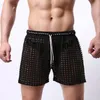 Groothandel - Nieuwigheid Mannen Shorts Big Mesh losse Casual Sexy Gay Male Sex Kleding Man Nachtkleding Zien via Low Rise Boxer Shorts S40