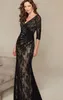 Half Sleeves Mermaid Lace Mother of the Bride Dresses 2024 With Beads Appliques Floor Length Formal Evening Party Gowns