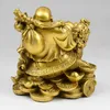 Sammlung Reichtum Geld Happy Laugh Maitreya Buddha Messing Drachenschildkröte Statue