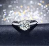 100% 925 Стерлинговые серебряные обручальные кольца для женщин Classic 6 Prong 1 CT Sona CZ Diamond Обручальное кольцо наборы свадебных украшений