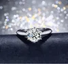 100% 925 Sterling Silver Bröllopsringar för Kvinnor Klassisk 6 CTON 1 CT Sona CZ Diamond Förlovningsring Ställer in Bridal Smycken