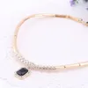 Women's Crystal Jewelry Set Gold Color Party Black Gem stone Wedding Party Gift Bridal Costume African Beads Jewelry Sets