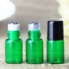2000pcs/lot 2ml Colorful Glass Roll on Bottle Amber Green Red Purple Mini 2cc Perfume Bottles with Stainless Steel Roller Ball Black Lids