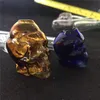 Nyankomst mini färger Skull Glas Oljebrännare Pipe Sked Rök Tobak Ört Skalle Huvud Stil För Glas Sked Hand Pipes