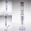 Lavender Purple Hookahs With Joint 18.8mm Straight Bowl Oil Rigs Recyler Glass Bongs 37cm Tall coiled Hoorkahs