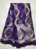 5 meter / pc Underbar Fuchsia och Royal Blue Pteris Design Fransk Net Lace Broderi African Mesh Lace Fabric för klänning JY3-1