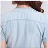 Wholesale- Free 2021 Fashion Women Round Neck Short Denim Jean Jacket Coat Half Sleeve Button S M L XL XXL 3XL