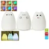 Animal de silicona USB recargable portátil LED luces nocturnas para niños 7 colores respiración luz dual colorido lindo gato niños lámpara de noche para habitación de bebé