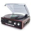 Livraison gratuite Lecteurs phono stéréo Platine vinyle LP Lecteur de disque avec radio AM / FM USB / SD Aux Cassette Enregistreur MP3 Prise casque