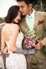 بسيط فساتين زفاف قصيرة الدانتيل الأبيض السباغيتي غمد الشاطئ أثواب الزفاف الشاي طول الزفاف vestidos رخيصة اللباس