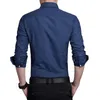 Wholesale- Top Quality Long Sleeve Men's Shirt Slim Fitness Solid Cotton Mens Dress Shirts Plus Size 3XL,4XL,5XL 11 Colors Free Shipping