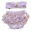 Fashion New Cute Shorts Girls Gold Polka Dots Short Pants Children Clothing Pants With Bowknot Headband Shorts Girl Hot Pant Brief A6336