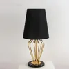 Modern Table Lamp Mable Base Table Lights Desk Night Light E27 Holder Fabric Lampshade Luxury Bedside Lamp for Home Bedroom Decor