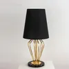 Modern Table Lamp Mable Base Table Lights Desk Night Light E27 Holder Fabric Lampshade Luxury Bedside Lamp for Home Bedroom Decor