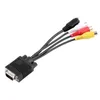 VGA-kabel videoomvandlare VGA SVGA till S-Video 3 RCA TV AV-konvertering Kabeladapter 100PCS