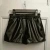 Short de luxe en cuir de mouton véritable pour femme, taille haute, élastique, jambes larges, coupe botte, grande taille, nouvelle mode, S-5XL