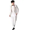 Ny High-End Men's Prom Party Tuxedo Vit Elegant Gentleman Bröllop Brudgum Formell kostymer Fyra Pontass (Jacka + Byxor + Väst + Tie) Skräddarsy
