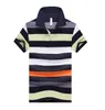 Mäns Polos 92% Bomull Camisa Men Shirt Casual Striped Slim Short Sleeves Asiatisk storlek M-4XL 1