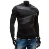 Wholesale-Plus Size Leather Patchwork Hoodies Men Zipper Decoration Long Sleeve Sweatshirt Tops Men's Leisure Hoodie Clothes YA355