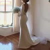 Simple Design Wedding Dresses 2018 Sexy Backless Mermaid Long Sleeves Bridal Gowns Lace Hollow Sweep Train Cheap Wedding Dress