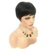 Proste krótkie ludzkie włosy peruki dla czarnych kobiet Brazylijski Pixie Ludzkie włosy Koronki Peruki Pełne Koronkowe Włosy Peruki z grzywką