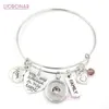 Wholesale Adjustable Expandable Wire Bangle Memorial MOM Charm Bracelet Wire Bangle Snap Button Bracelet for Family Memorial Mother MOM Gift