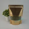 18x26 cm batata em pó bolsa, 100 pçs / lote X stand up ouro fosco folha de alumínio saco ziplock em relevo com janela-seco saco de frutas resealable