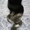 Brazilian Virgin Body wave micro loop hair extensions T1b/gray hair extensions 100g Ombre Brazilian Remy Human Hair