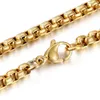 60-76cm long 4mm Wide Round Box Gold Color Pearl Chain Titanium Stainless Steel Necklace Mens Boys Women Chain Jewelry For Pendant Sweater