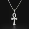 Egyptian Ankh Key of Life Gold Plated Cross Pendant Necklace Chain Charm Full Rhinestone Luxury Cross Pendant Jewelry Drop Shippin256Z