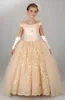 Off Shoulder Champagne Little Princess Dress Ball Gown Flower Girl Dress