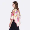 Nieuwe Twill Silk Sjaal Dames Indiase Veer Afdrukken Vierkante Sjaals Mode Wrap Vrouwelijke Foulard Grote Hijab Sjaal Halsdoek 130 * 130cm