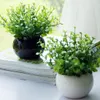 Artificial Shrub with Stems in Green Faux Plastic Eucalyptus Leaves Bushes Fake Simulation Greenery Plants Pack of 10