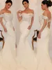 Underbara sequins slim sjöjungfrun off-the-axel brudtärna klänning med paljetter topp bröllopsfest klänning vestidos cortos defesta