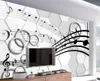 Klassisk heminredning 3d stereo tredimensionell anteckning cirkel tv vägg tapeter för väggar 3 d för vardagsrum
