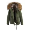 Garniture en fourrure bleue de marque JAZZEVAR 100% doublure en fourrure de lapin armée mini parkas en toile Doublure détachable femmes manteaux de neige comme style mme