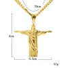 Hip Hop Cuba Chain 18K Gold plaqué CZ entièrement glacé Rio de Janeiro Jésus en acier inoxydable Collier pour hommes