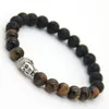 Mäns pärlstav Buddha -armband 8mm lavasten med Tiger Eye Yoga Meditation Jewelry for Party Gift311z