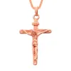 Kruzifix Halskette Gold/Roségold/Schwarz Pistolenfarbe Edelstahlkette für Männer Schmuck Jesus Stück Goldketten für Männer5684110