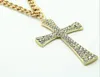 Męskie Bling Iced Out Egyptian Ankh Klucz Wisiorek Naszyjnik Pozła Plated Hip Hop Dżetki Kryształ Kubański Link Chain Mężczyźni Biżuteria NeckaceSpendan