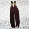 Brasilianisches glattes Haar 99J Rotwein 100 g Nicht Remy Stick/Flat I-Tip Haarverlängerungen Kapsel Keratin Fusion Haarverlängerungen