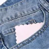 Wholesale- Spring Fall Women Sexy Jeans Ripped Straight Full Length Famale Hole Mid Waist Jeans Pants Washed Cotton Denim Trousers