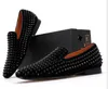 new Black velvet print Black rivet men handmade loafers Fashion Party Banquet men smoking slippers male's flats