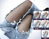 Free Ship 10 Pairs (5 designs) Femmes Mode Jeans Chaussettes Résille Maille Chaussettes Net Knee Chaussettes Bas