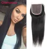 Glamorous 100% Virgin Human Hair Piece Brazilian Body Wave Straight Deep Wave Curly Kinky Curly Hair Closures Free Parting 4x4 Lace Closure