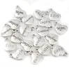 100pcs/lot Mixed Antique Silver letter Love Heart Beads Metal Charms Words Handmade Floating Charm Pendant for Jewelry Making 15mm