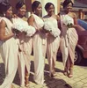 Vestidos de dama de honra gregos africanos americanos 2017 exclusivos de um ombro pêssego rosa sereia vestidos formais longos para mulheres com faixa2512